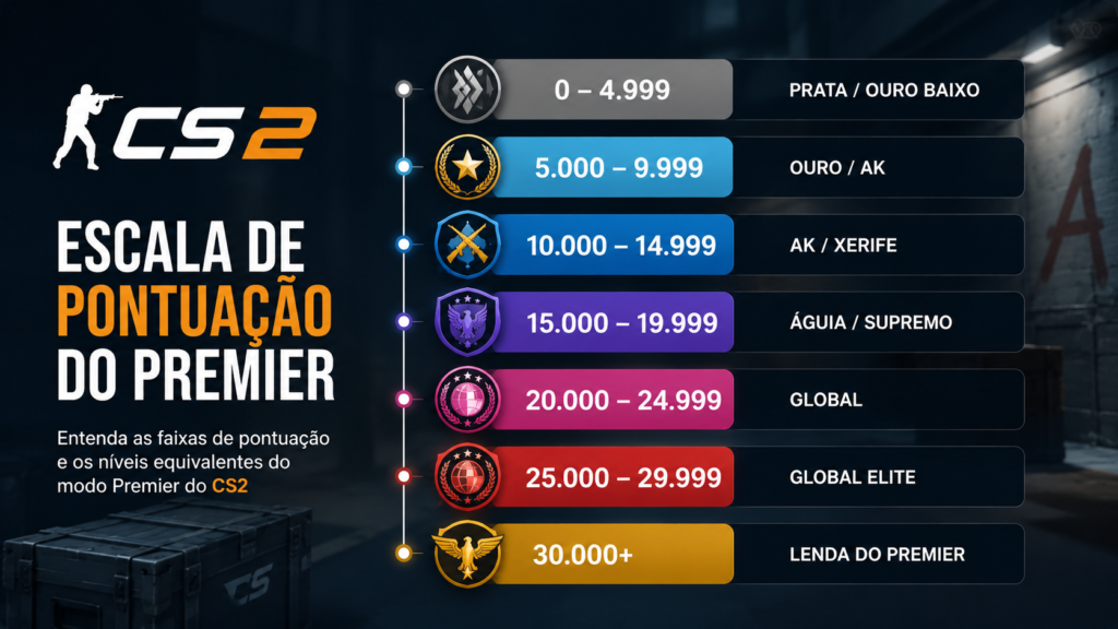 CS 2 Premier: como subir sua pontuação e sair das ranks baixas rápido